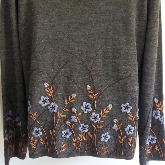 Oscar de la Renta Embroidered Wool blend Cardigan Sweater size small - Picture 6 of 8